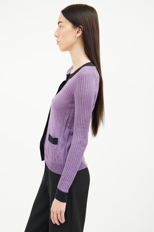 Prada Purple 
Black Button Cardigan