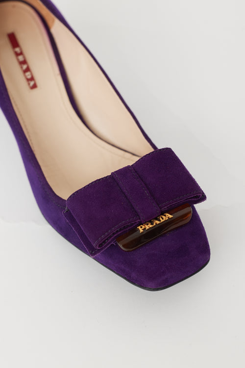 Prada Purple Suede Bow Pump