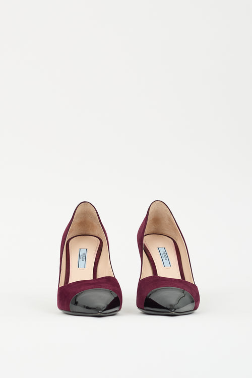 Prada Purple Suede 
Black Leather Pump