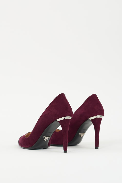 Prada Purple Suede 
Black Leather Pump