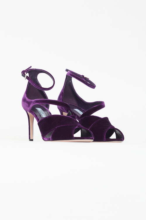 Prada Purple Velvet Strappy Sandal