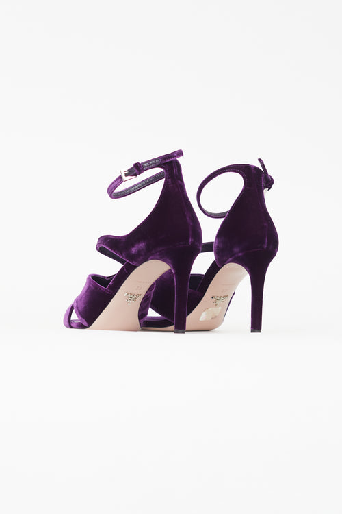 Prada Purple Velvet Strappy Sandal