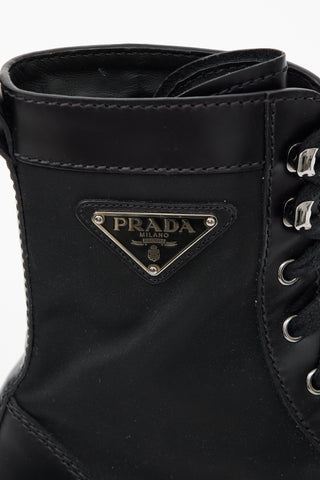 Prada Re-Nylon 
Leather Lace Up Boot