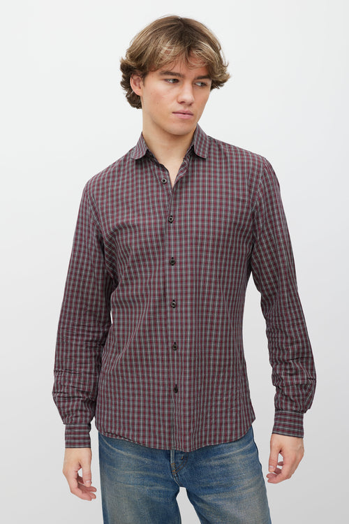 Prada Red 
Black Check Shirt