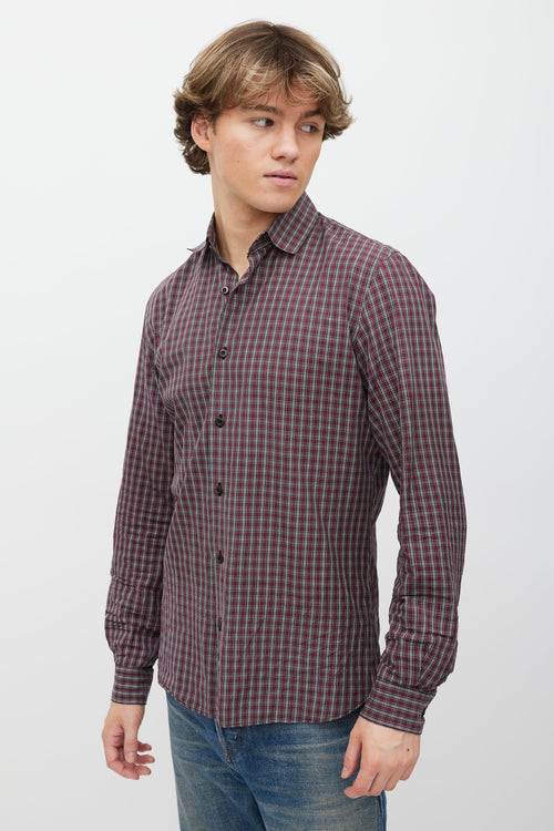 Prada Red 
Black Check Shirt