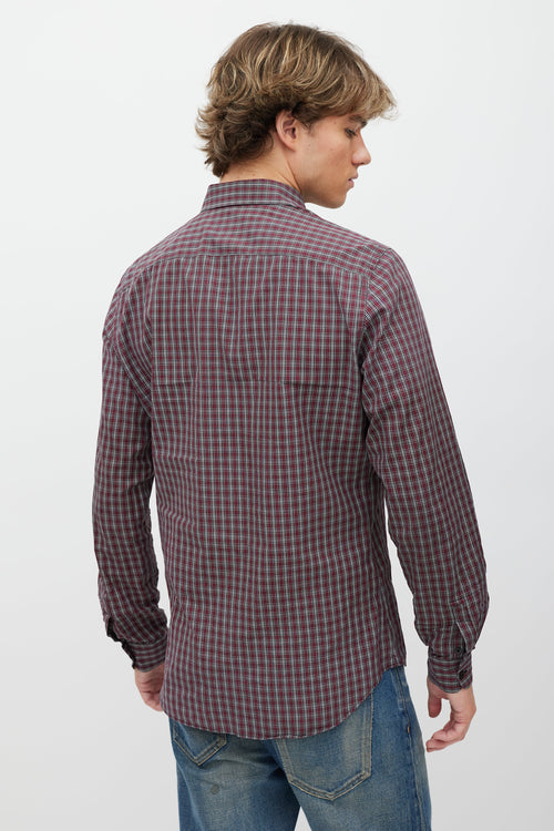 Prada Red 
Black Check Shirt