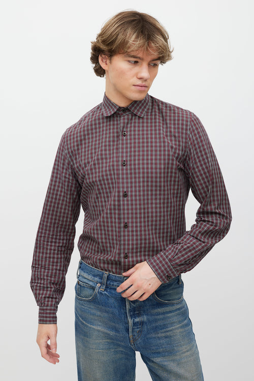 Prada Red 
Black Check Shirt