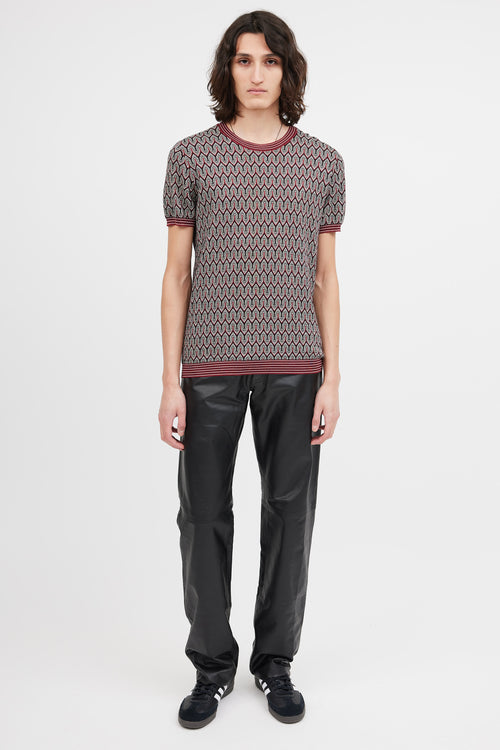 Prada Red 
Black Knit Pattern Top