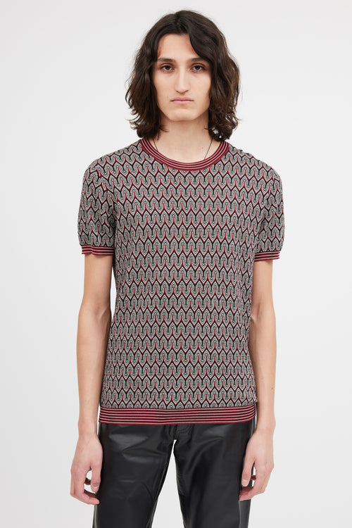 Prada Red 
Black Knit Pattern Top