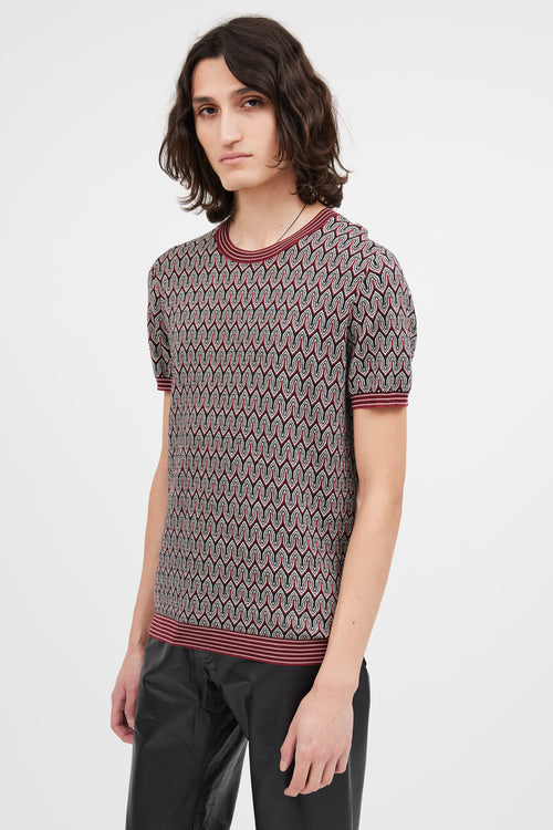 Prada Red 
Black Knit Pattern Top