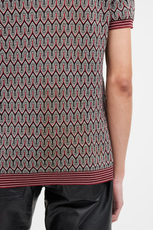 Prada Red 
Black Knit Pattern Top