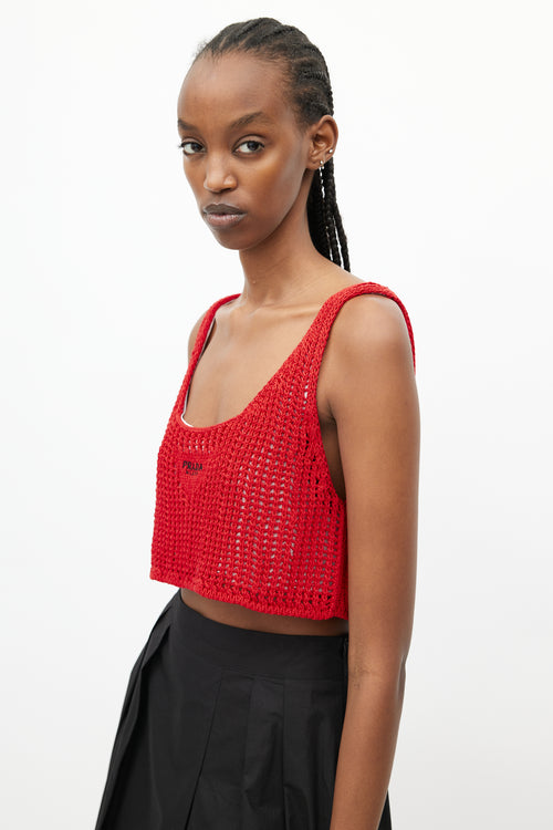 Prada Red Cotton Crochet Top