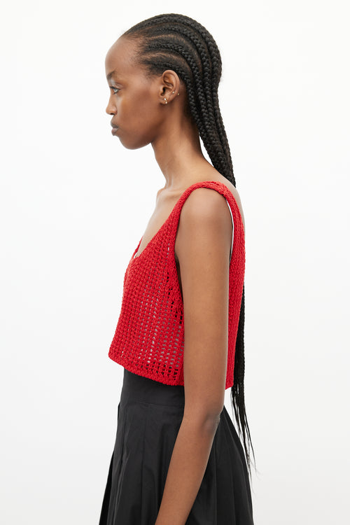 Prada Red Cotton Crochet Top