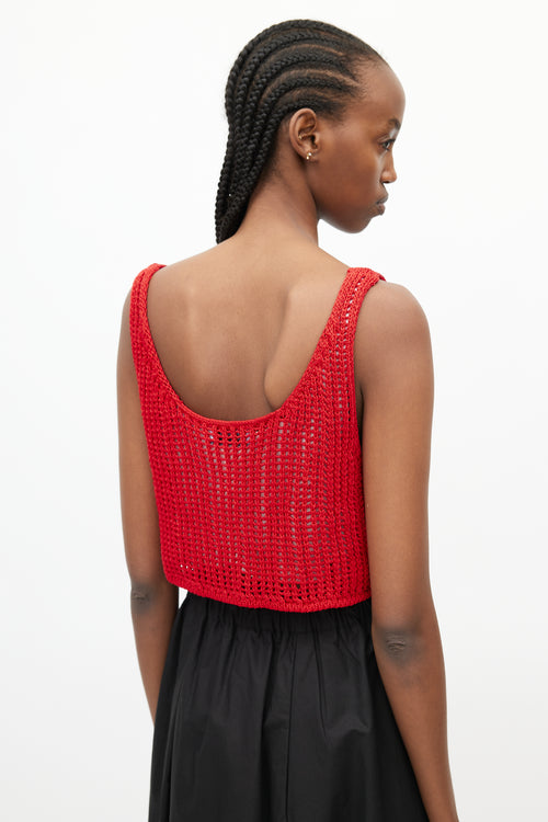 Prada Red Cotton Crochet Top