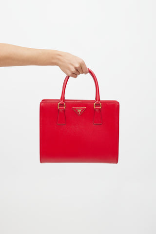 Prada Red 
Gold Genti Leather Tote