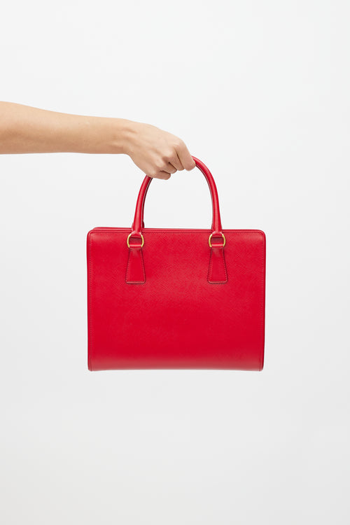 Prada Red 
Gold Genti Leather Tote