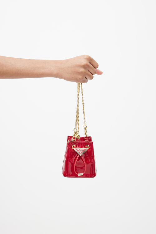 Prada Red 
Gold Vernice Patent Mini Bag