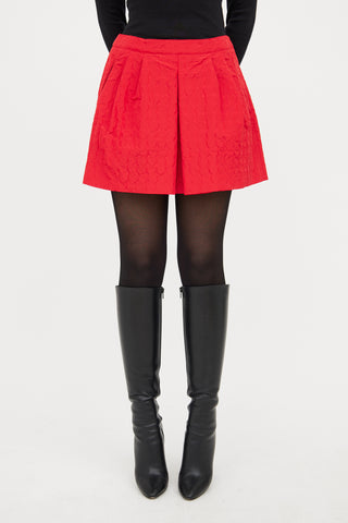 Prada Red Silk Blend Textured Mini Skirt