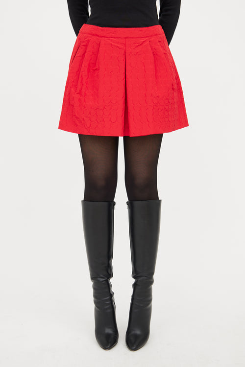 Prada Red Silk Blend Textured Mini Skirt