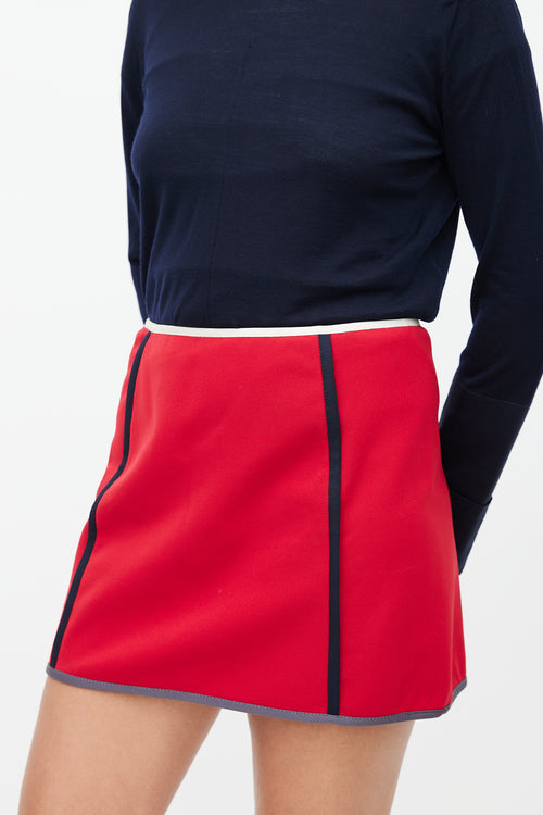 Prada Red 
Multicolour Trim Skirt