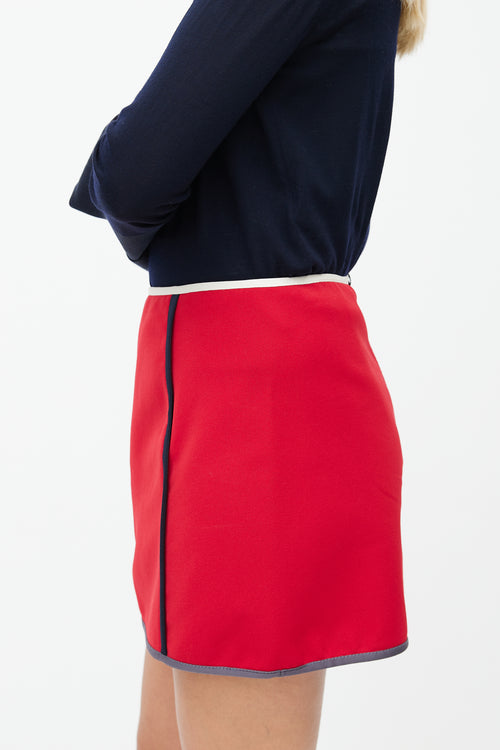 Prada Red 
Multicolour Trim Skirt