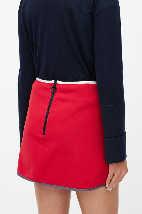 Prada Red 
Multicolour Trim Skirt