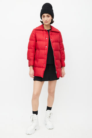 Prada Red Nylon Down Puffer