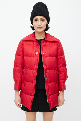 Prada Red Nylon Down Puffer