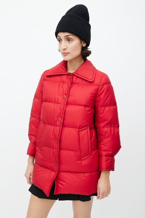 Prada Red Nylon Down Puffer