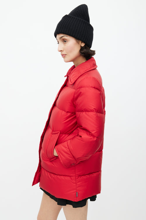 Prada Red Nylon Down Puffer