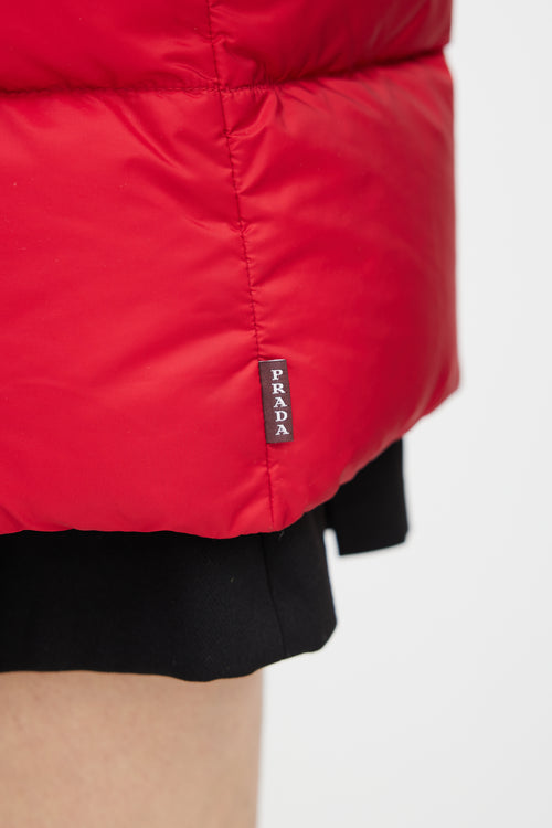 Prada Red Nylon Down Puffer