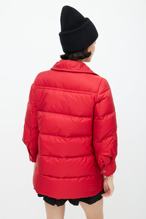 Prada Red Nylon Down Puffer