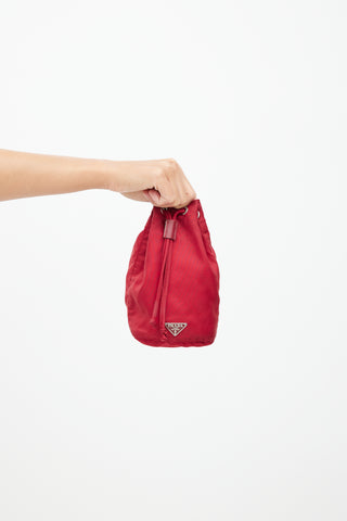 Prada Red Nylon Drawstring Pouch