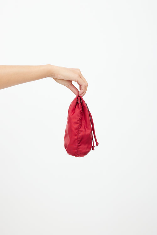 Prada Red Nylon Drawstring Pouch