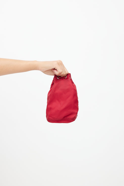 Prada Red Nylon Drawstring Pouch