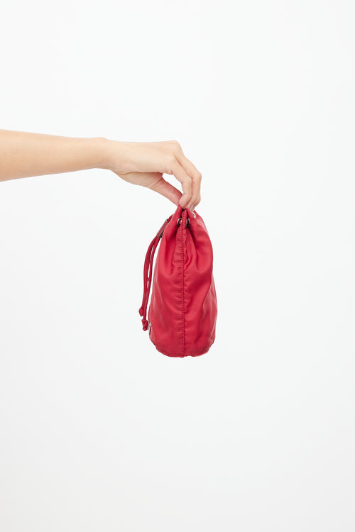 Prada Red Nylon Drawstring Pouch