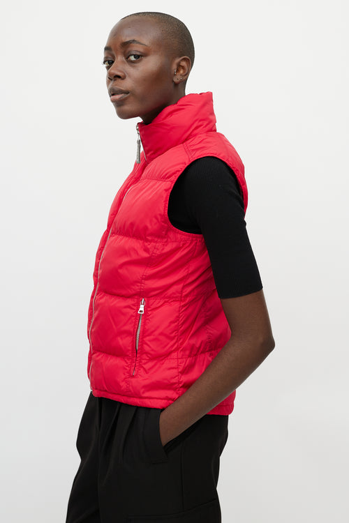 Prada Red Nylon Puffer Vest