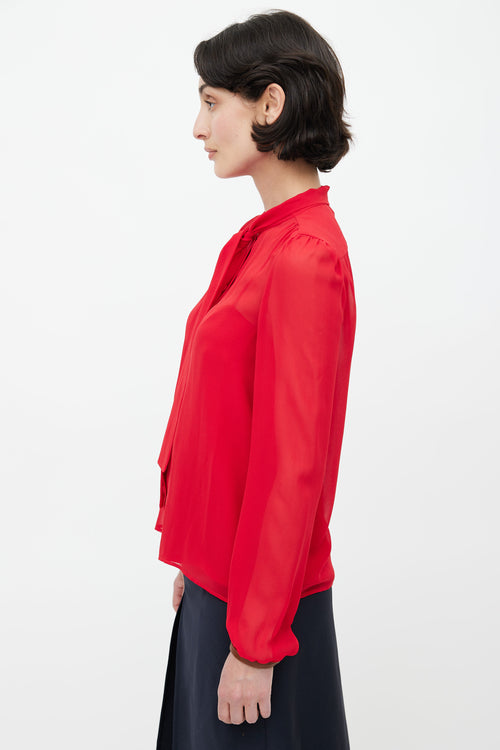 Prada Red Semi Sheer Blouse