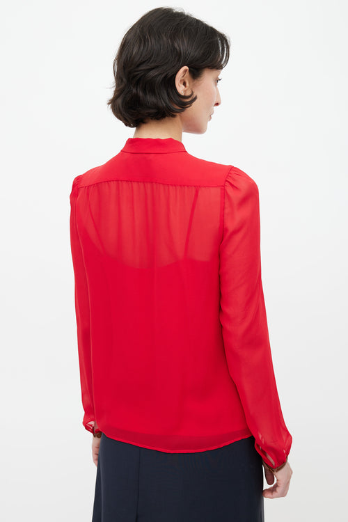 Prada Red Semi Sheer Blouse