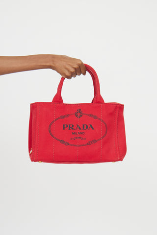 Prada Red Canapa Canvas Crossbody Bag