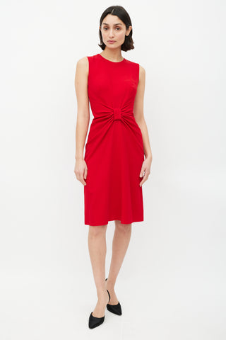 Prada Red Wool 
Silk Front Bow Dress