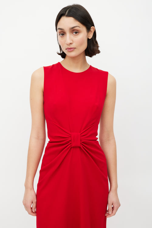 Prada Red Wool 
Silk Front Bow Dress