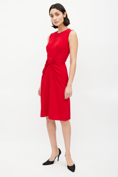 Prada Red Wool 
Silk Front Bow Dress