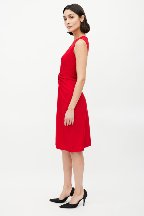 Prada Red Wool 
Silk Front Bow Dress