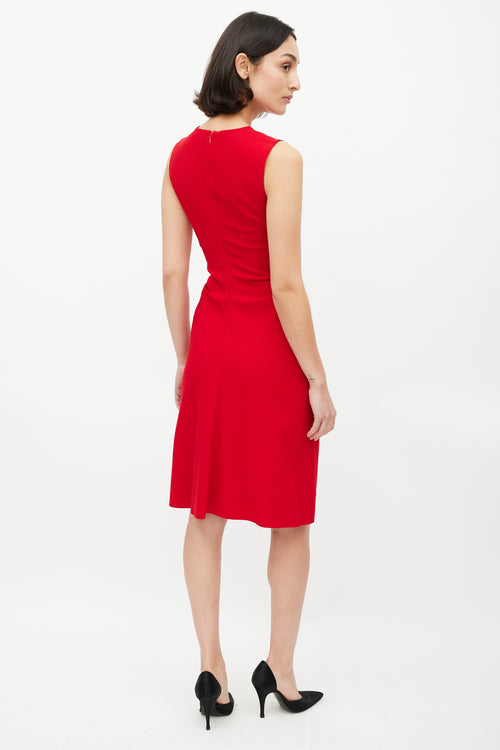 Prada Red Wool 
Silk Front Bow Dress