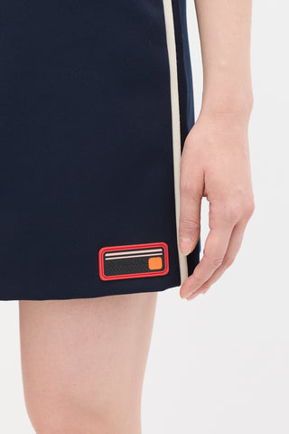 Prada SS 2017 Navy Rubber Logo Mini Skirt