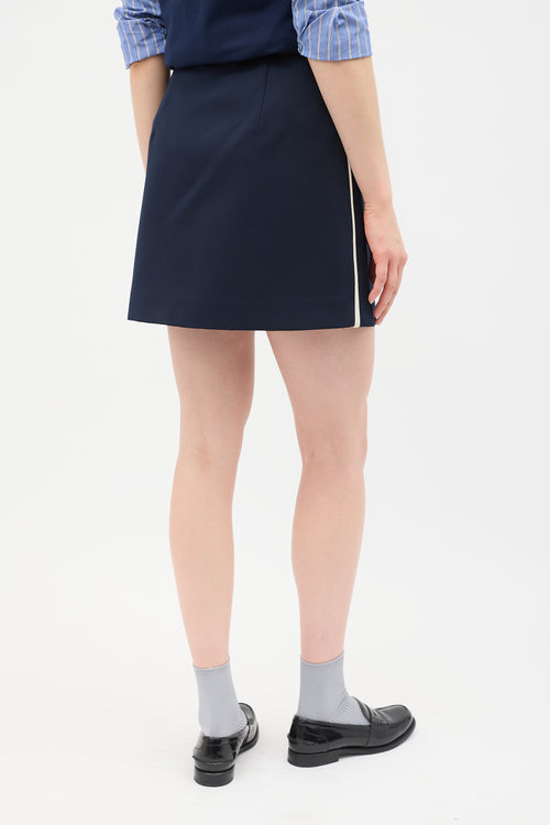 Prada SS 2017 Navy Rubber Logo Mini Skirt