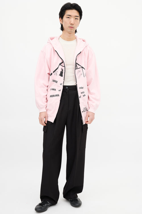 Prada SS 2021 Pink 
Black Graphic Hoodie