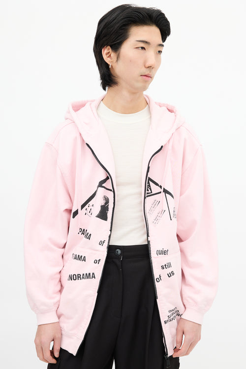 Prada SS 2021 Pink 
Black Graphic Hoodie