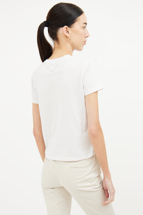 Prada White Simple Cropped T-Shirt